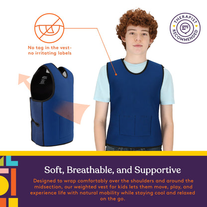 WEIGHTED - Sensory Compression Vest for Kids with Processing Disorders ADHD and Autism Calming and Supportive with Adjustable Weight Fit