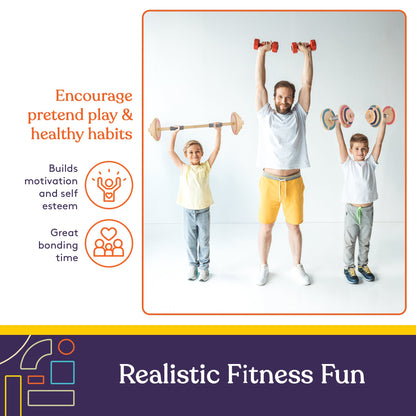 Special Supplies Kids Wooden Workout Weights, Great Exercise Equipment for Home or School (Barbell and Dumbbell)