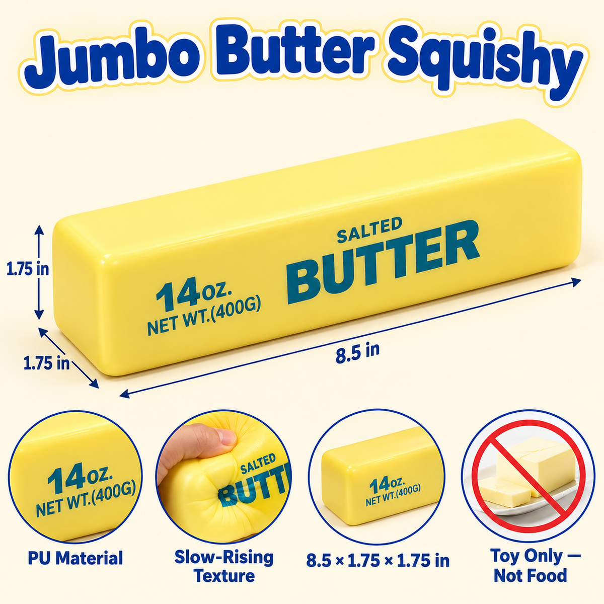 Jumbo Butter Squishy Fidget Toy QTY 1pc