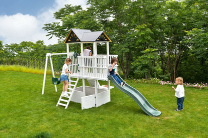 Craftsman Modern Outdoor Swing Set | Wooden Backyard Swing Frame for Kids