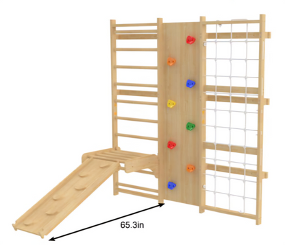 Walnut 9-in-1 Swedish Ladder Wall Gym | Indoor Wooden Climber & Activity Set for Kids